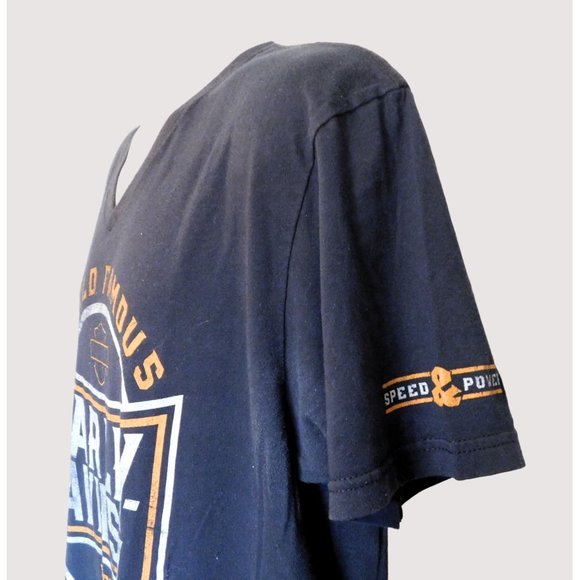 Harley Davidson Tee Shirt XL Black Bedford Texas V-Neck Short Sleeve Cotton - Picture 4 of 8